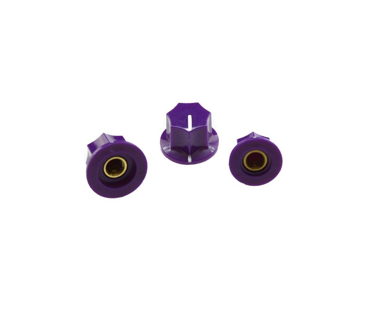 KIAISH Set of 3 Purple Brass Insert USA Spec 1/4'' Large and Small Knobs Bass Knobs for Jazz J Bass
